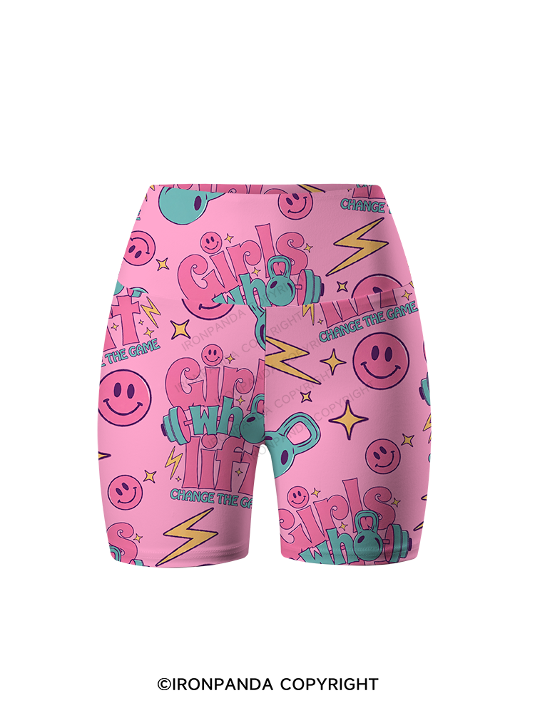 Girls who lift change the game Printed Yoga Cycling Shorts