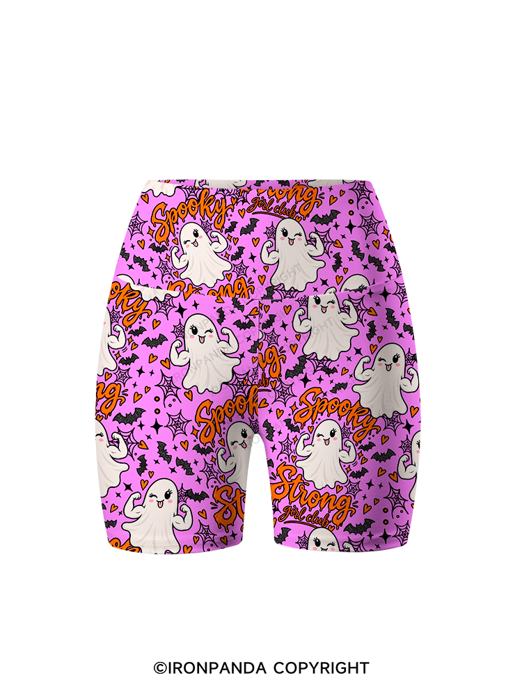 spooky strong girl club Printed Yoga Cycling Shorts