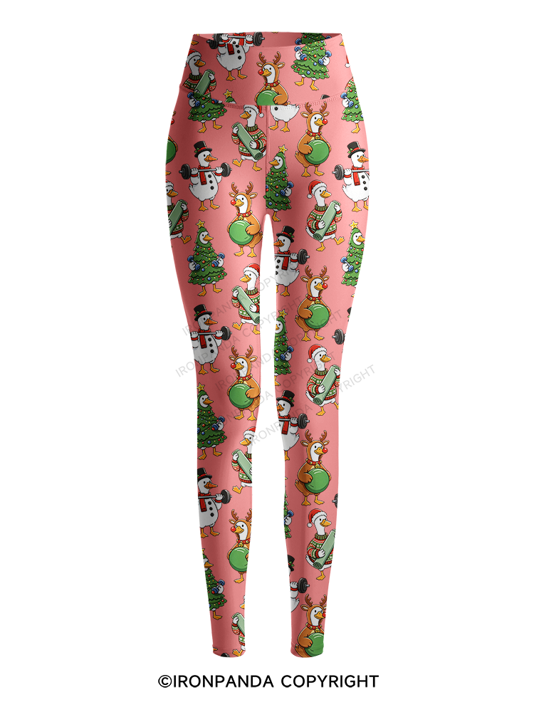 Weightlifting Goose Christmas Printed Yoga Pants