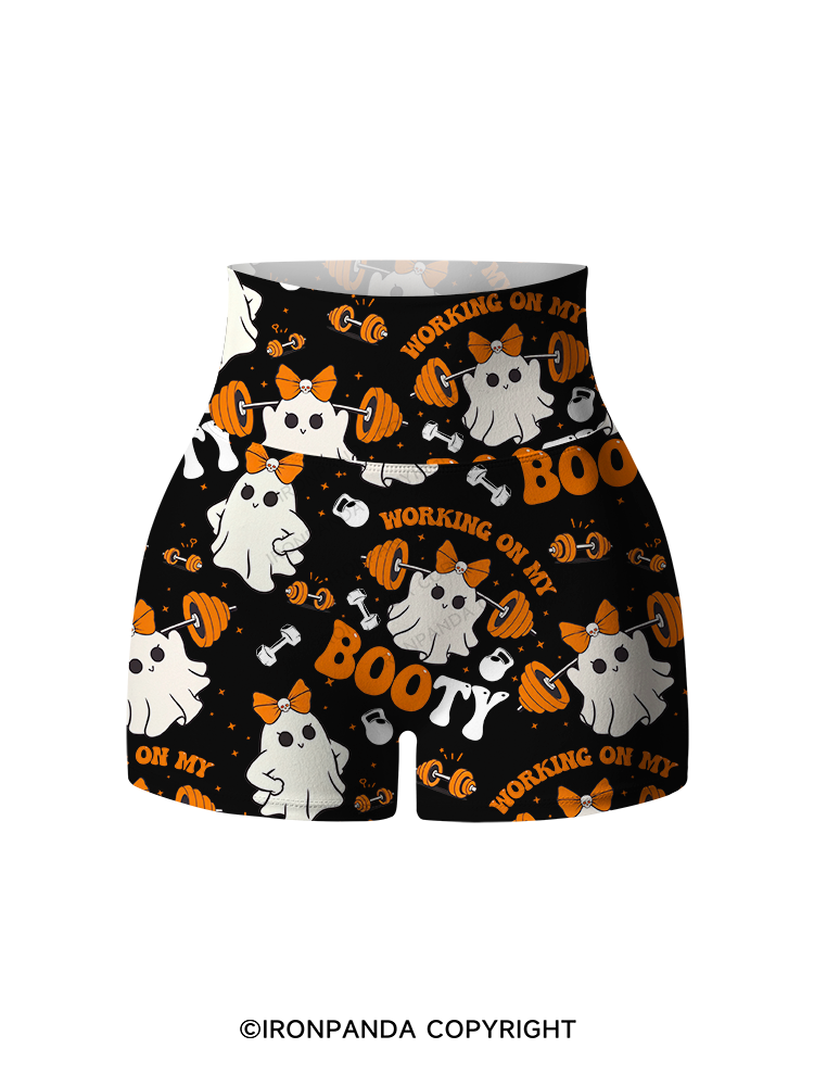 Working On My Booty Printed Yoga Shorts