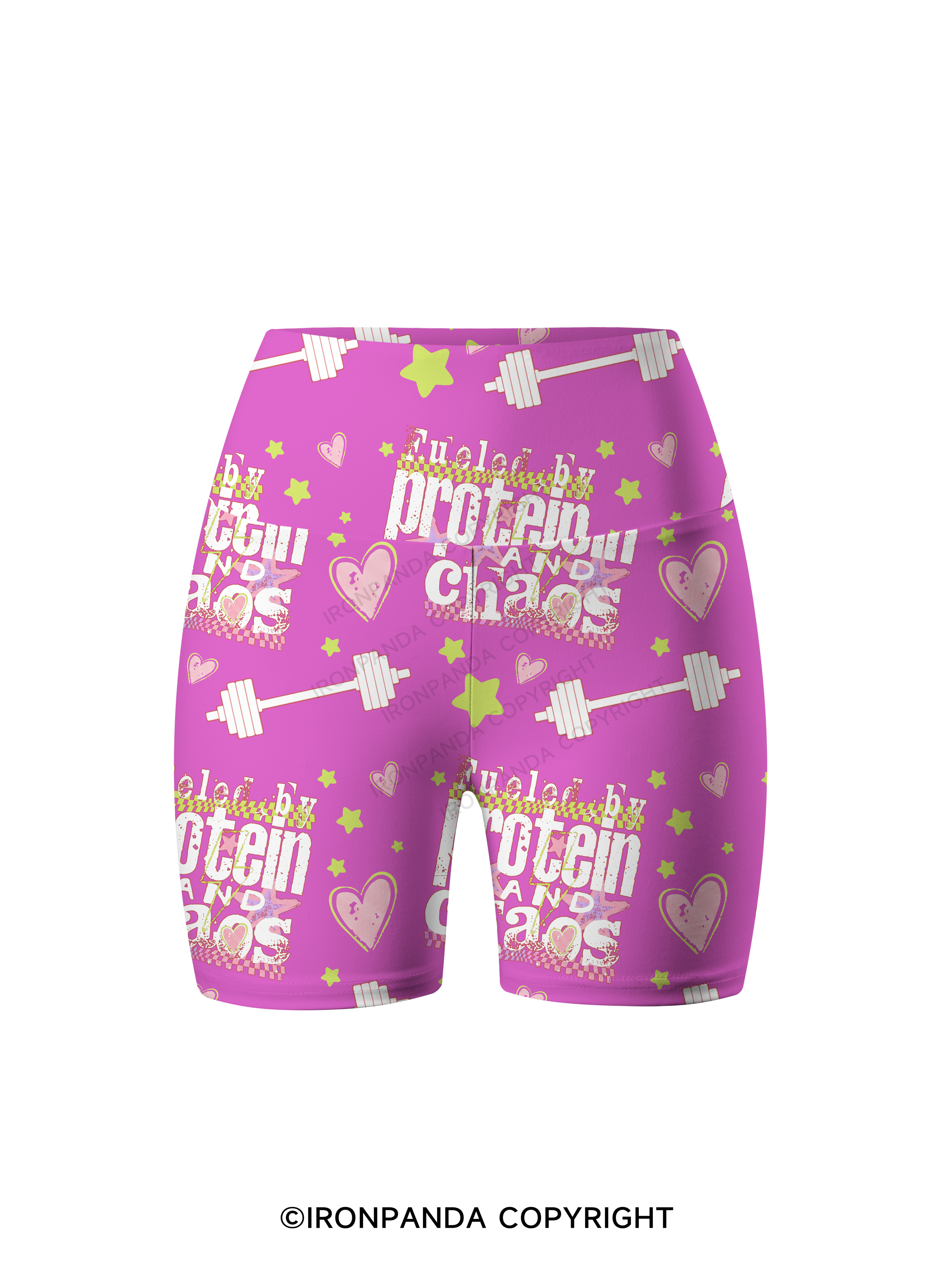 FUELED BY PROTEIN AND CHAOS Printed Yoga Cycling Shorts