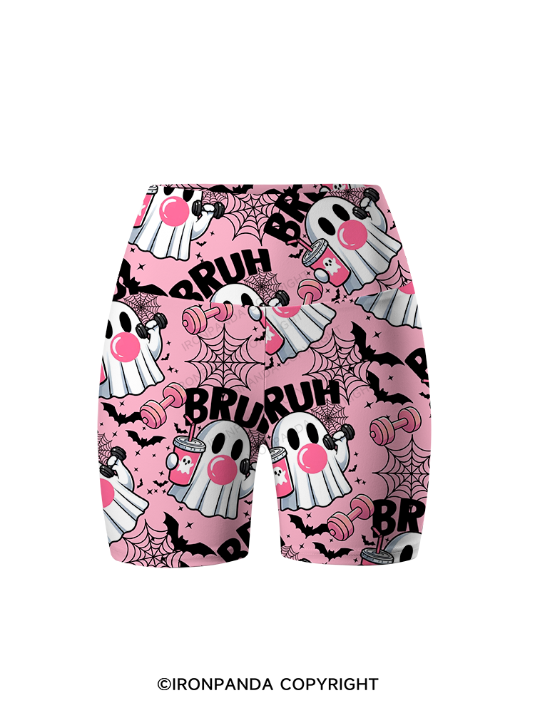 Bruh Ghost Workout Printed Yoga Cycling Shorts