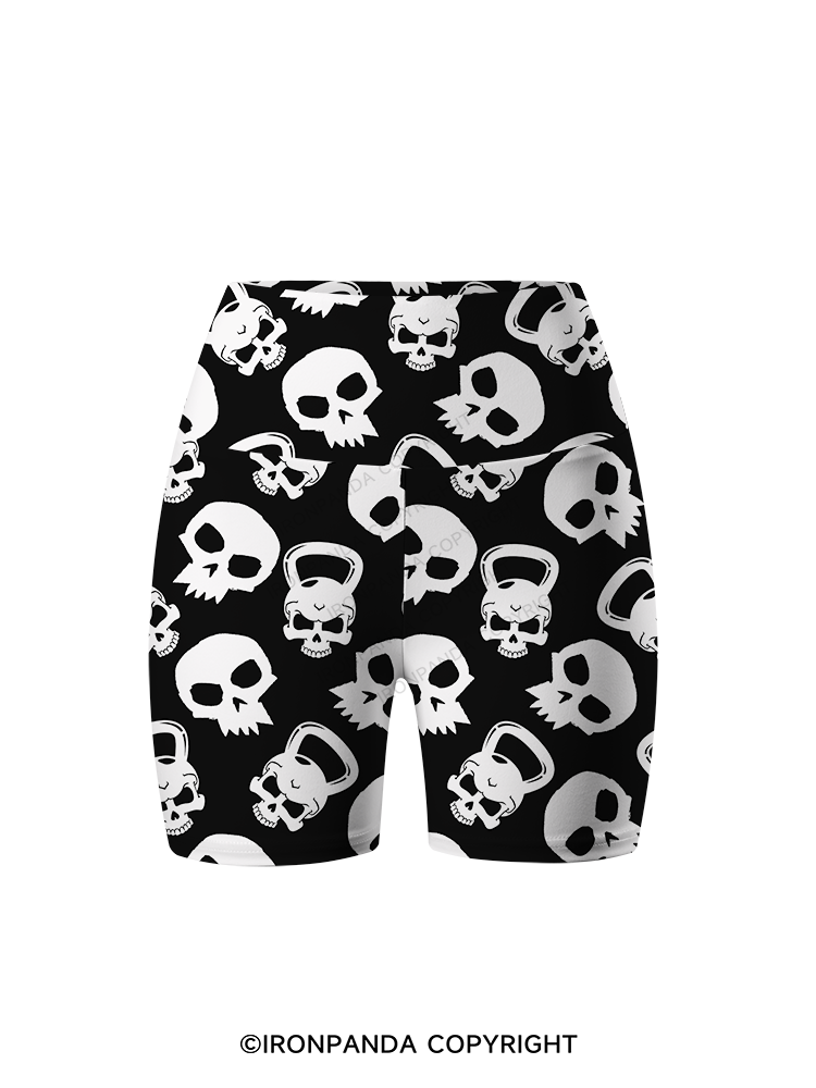 KETTLEBELL SKULL FITNESS Yoga Printed Yoga Cycling Shorts