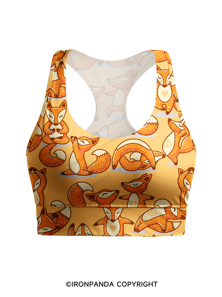 YOGA FOXES IN THE WARM MORNING SUN Racerback Sports Bra
