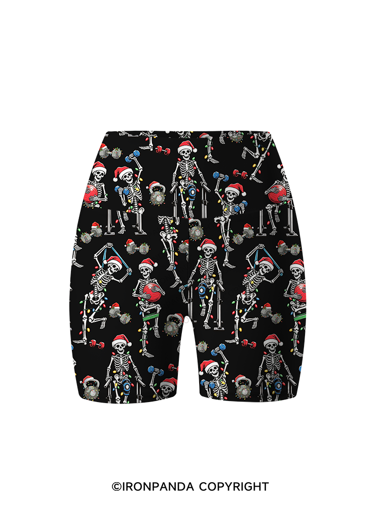 Funny Skeleton Printed Yoga Cycling Shorts