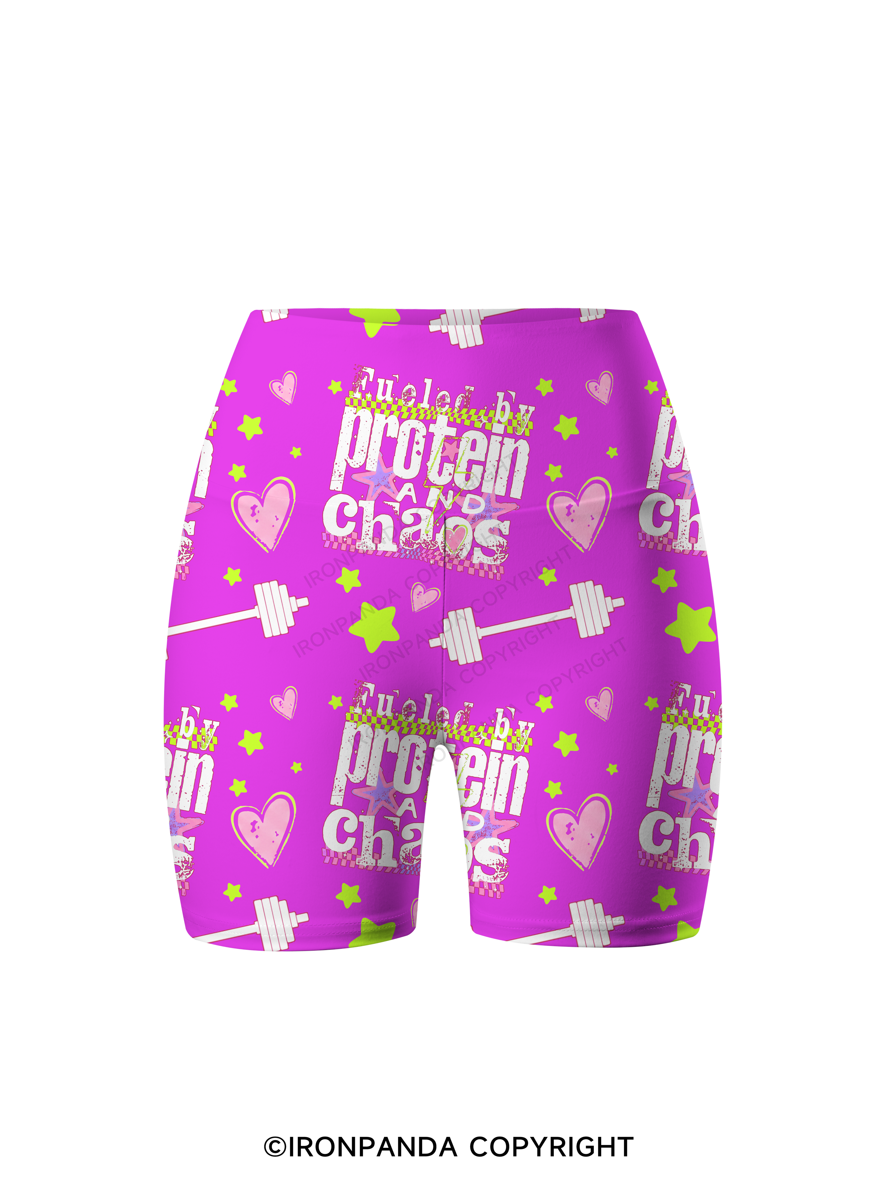 FUELED BY PROTEIN AND CHAOS Printed Yoga Cycling Shorts