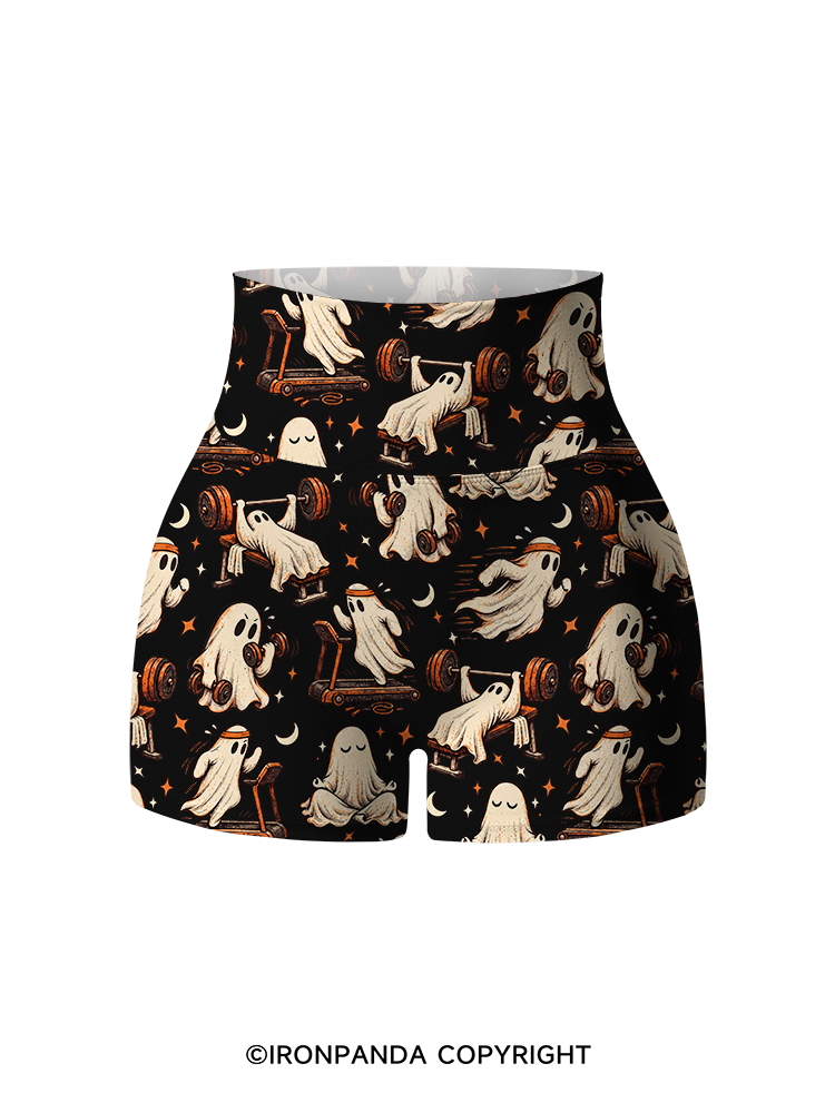 Funny Ghost Weightlifting Fitness Printed Yoga Shorts