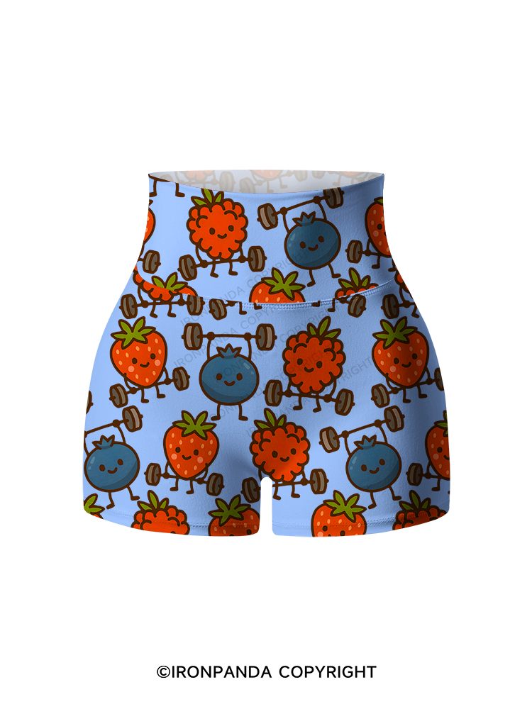 BERRY STRONG Printed Yoga Shorts
