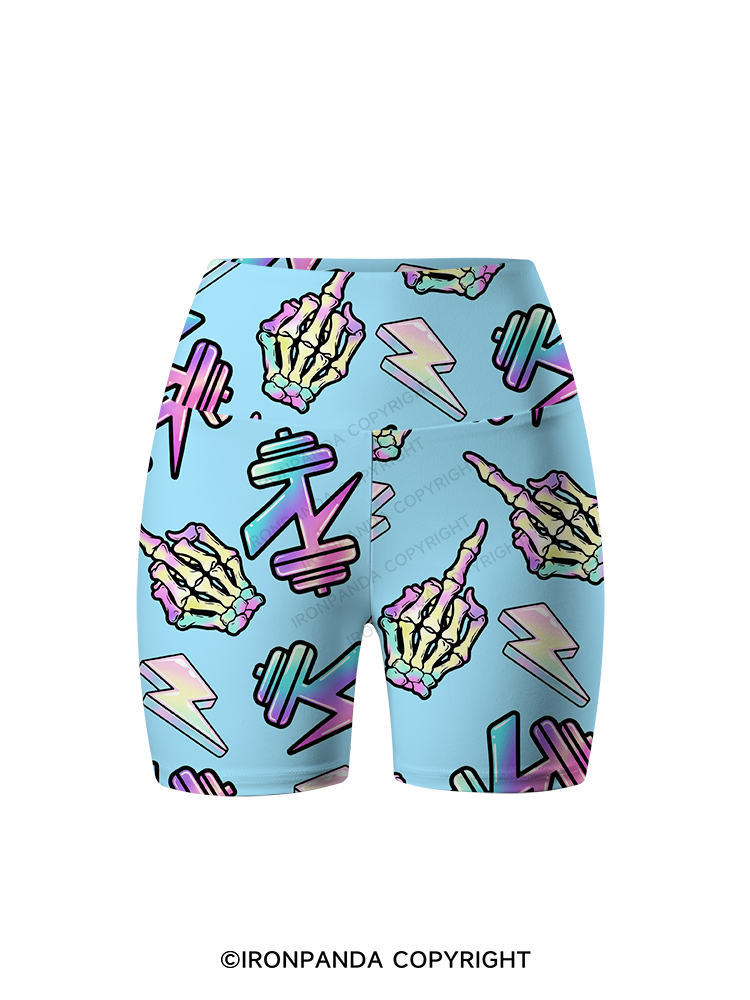 Rebellious Skeleton Printed Yoga Cycling Shorts