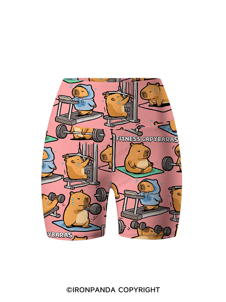 Fitness Capybara Printed Yoga Cycling Shorts