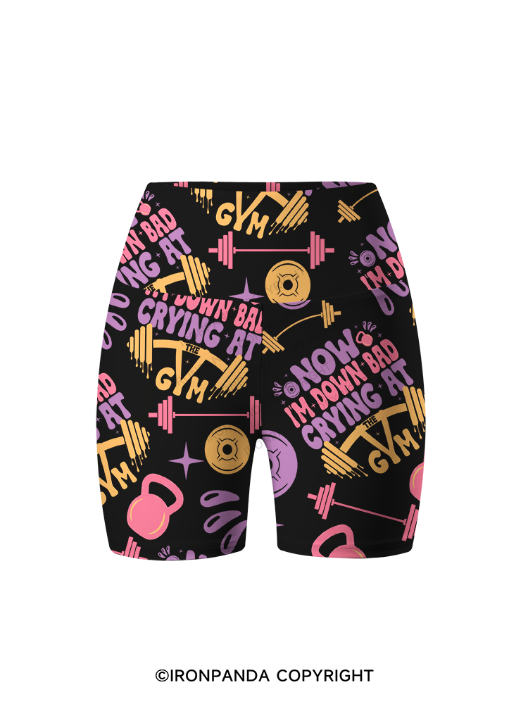NOW I’M DOWN BAD CRYING AT THE GYM kettlebell Printed Yoga Cycling Shorts