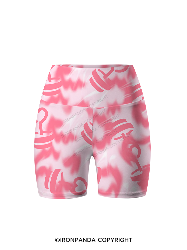 Pink Love Gym Printed Yoga Cycling Shorts