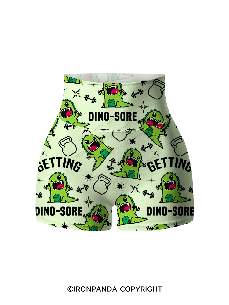 Getting Dino-Sore Printed Yoga Shorts