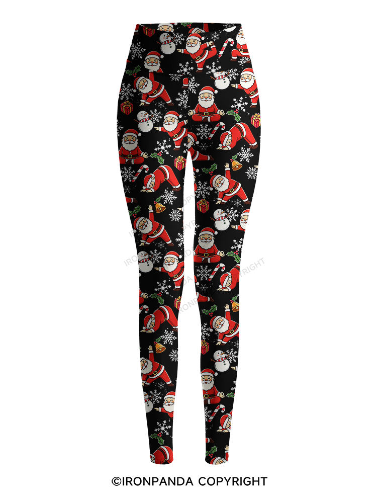 Santa Claus Yoga Poses Printed Yoga Pants