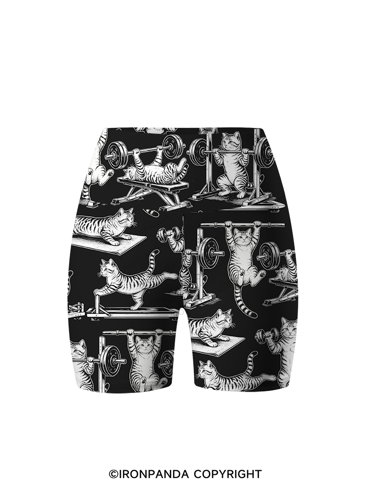 Fitness Cute Cat Printed Yoga Cycling Shorts