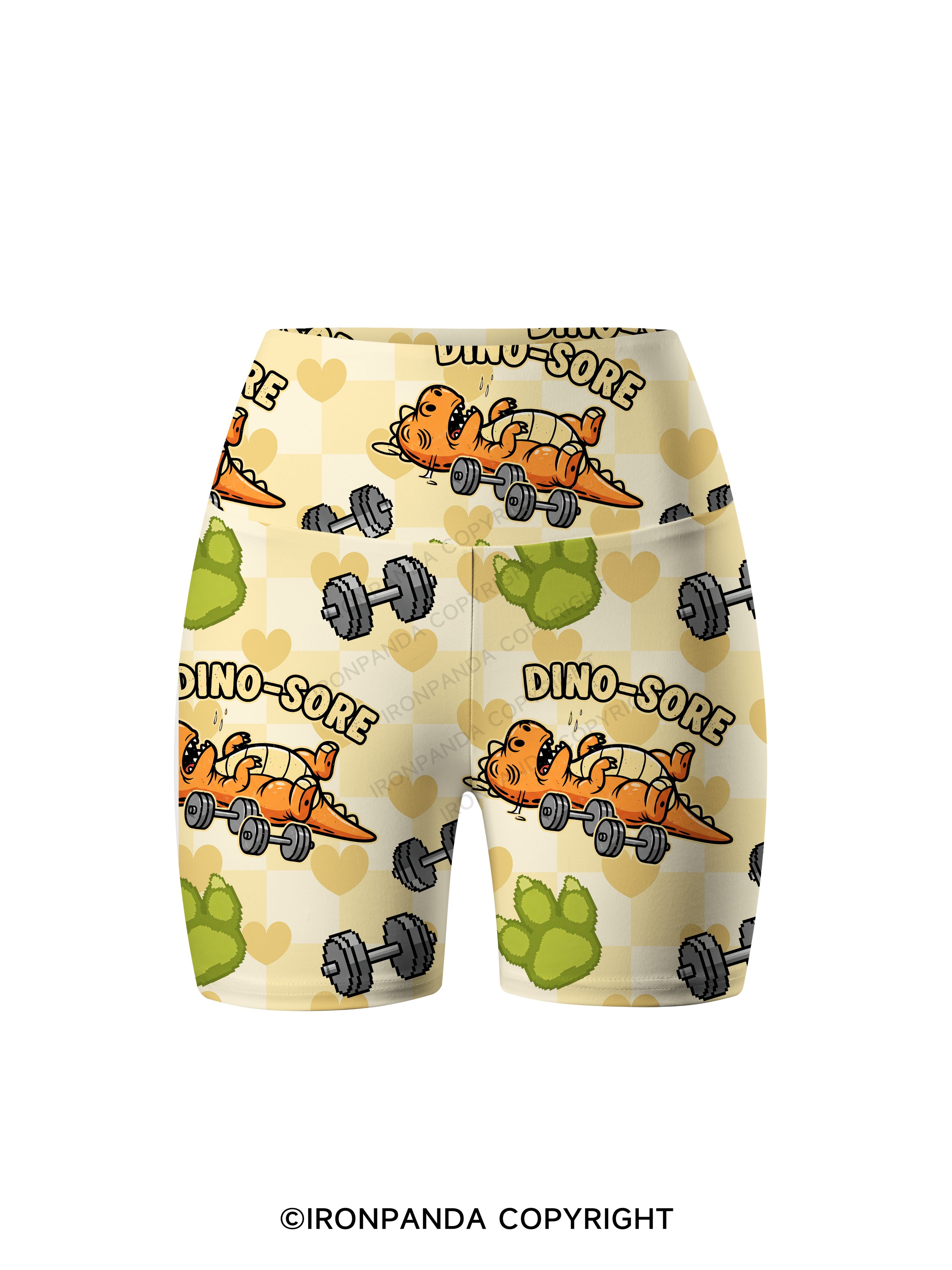 Dino-Sore Lifter Workout Printed Yoga Cycling Shorts