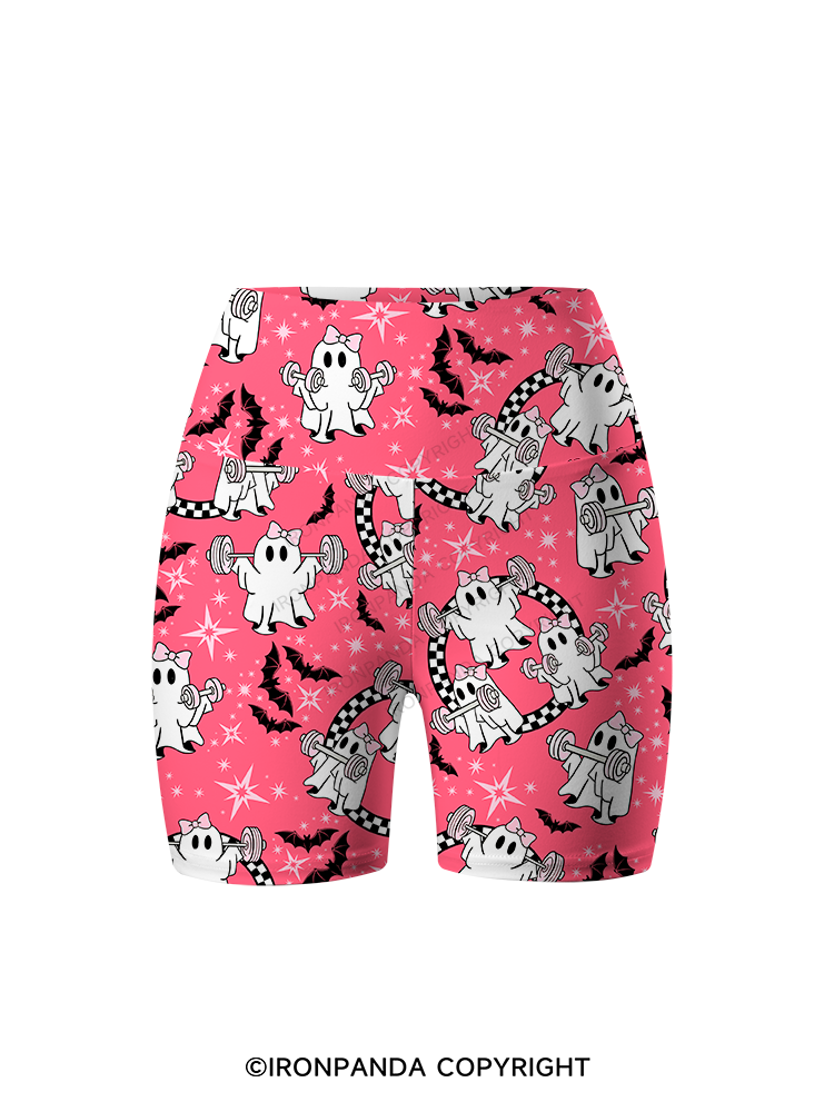 PINK HALLOWEEN POWER PARTY Printed Yoga Cycling Shorts