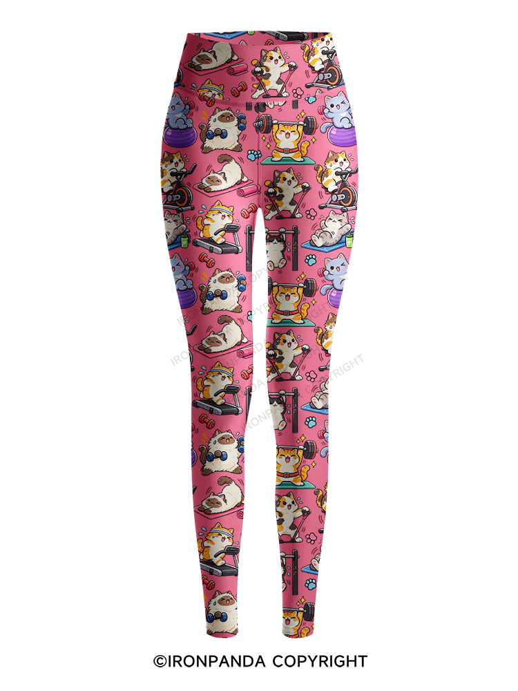 Fitness Cats Gym Workout Printed Yoga Pants