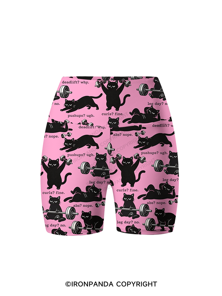Funny Gym Cat Yoga Printed Yoga Cycling Shorts