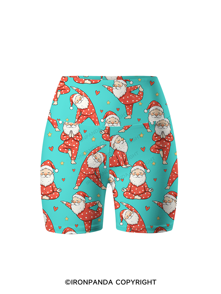 Funny Santa Yoga Printed Yoga Cycling Shorts