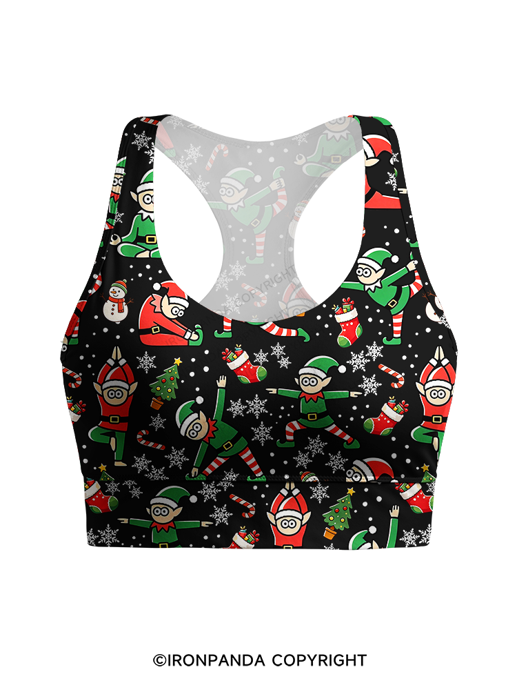 Funny Christmas Elf Racerback Sports Bra