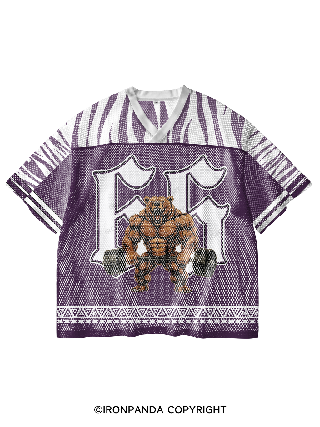 Kinda Fit Sorta Fat Funny Gym Bear V-Neck Open Hole Mesh Top