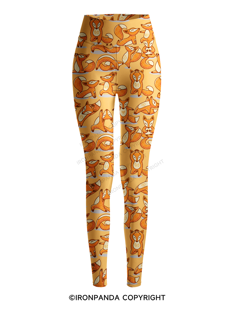 YOGA FOXES IN THE WARM MORNING SUN Printed Yoga Pants
