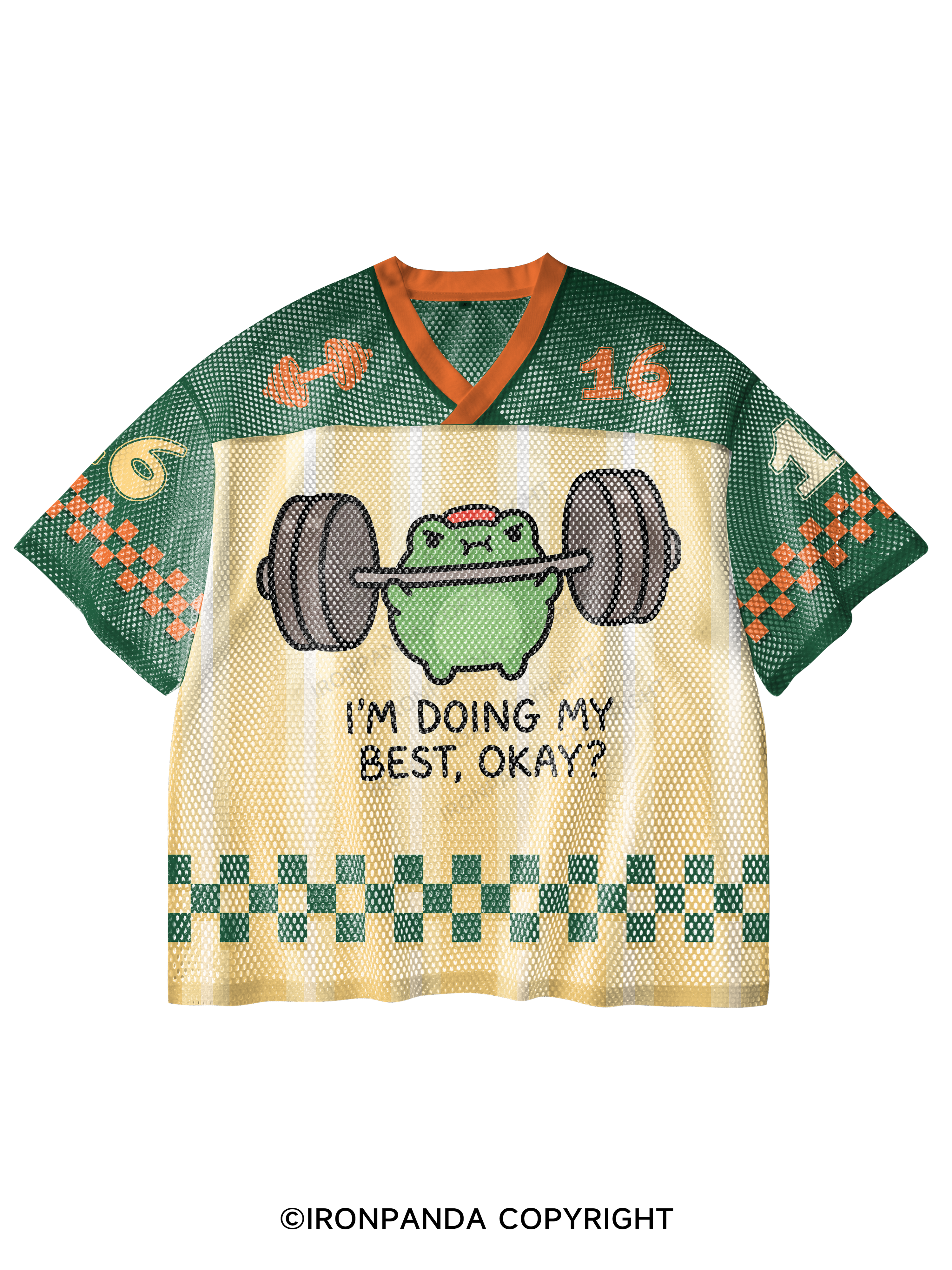 I'M DOING MY BEST, OKAY? V-Neck Open Hole Mesh Top