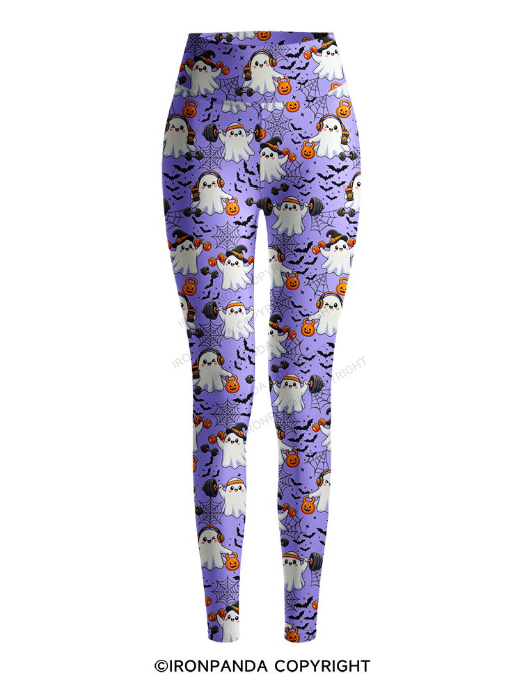 GHOST GYM OF PUMPKINS AND BARBELLS Printed Yoga Pants