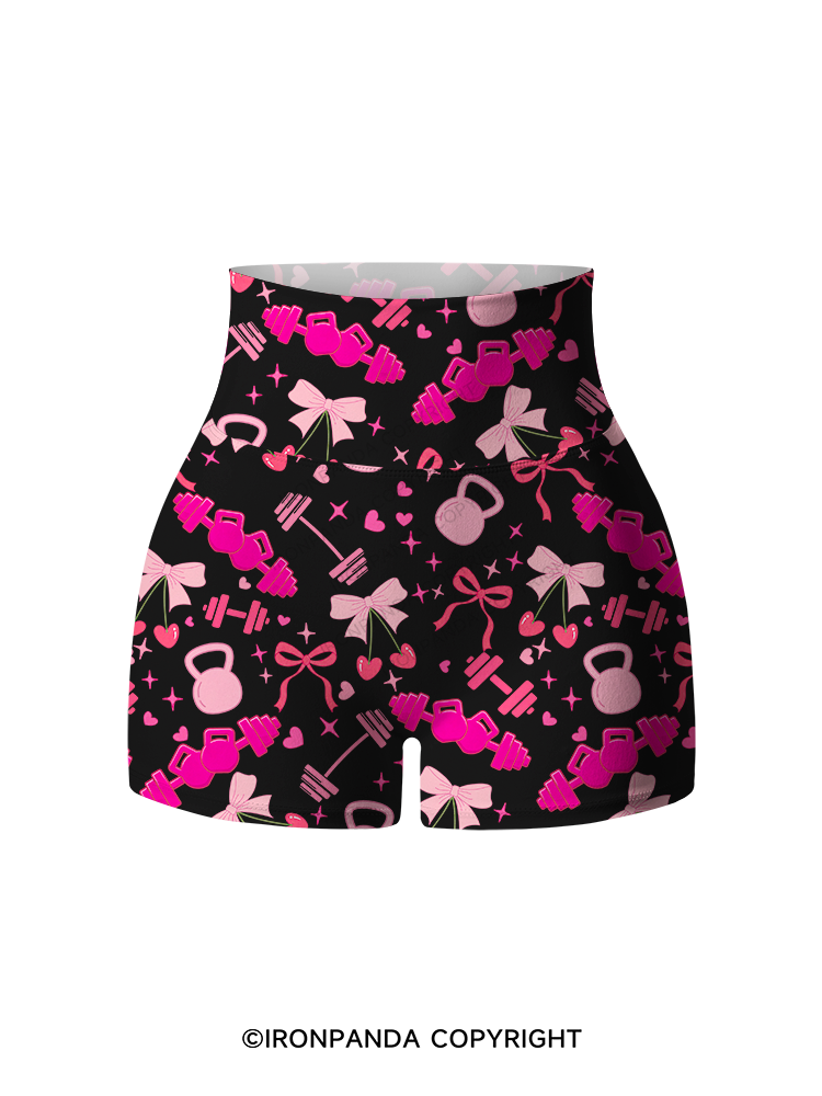 PINK POWER SWEETHEART Printed Yoga Shorts