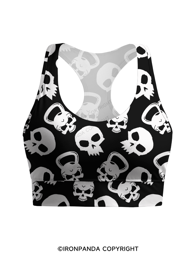 KETTLEBELL SKULL FITNESS Yoga Racerback Sports Bra
