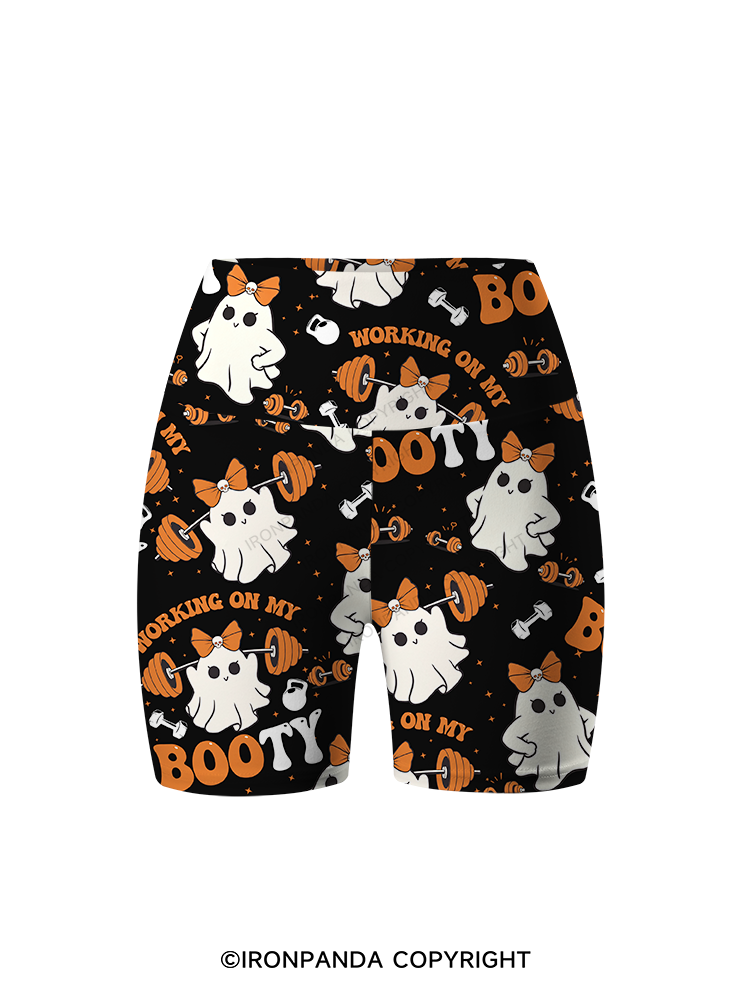 Working On My Booty Printed Yoga Cycling Shorts
