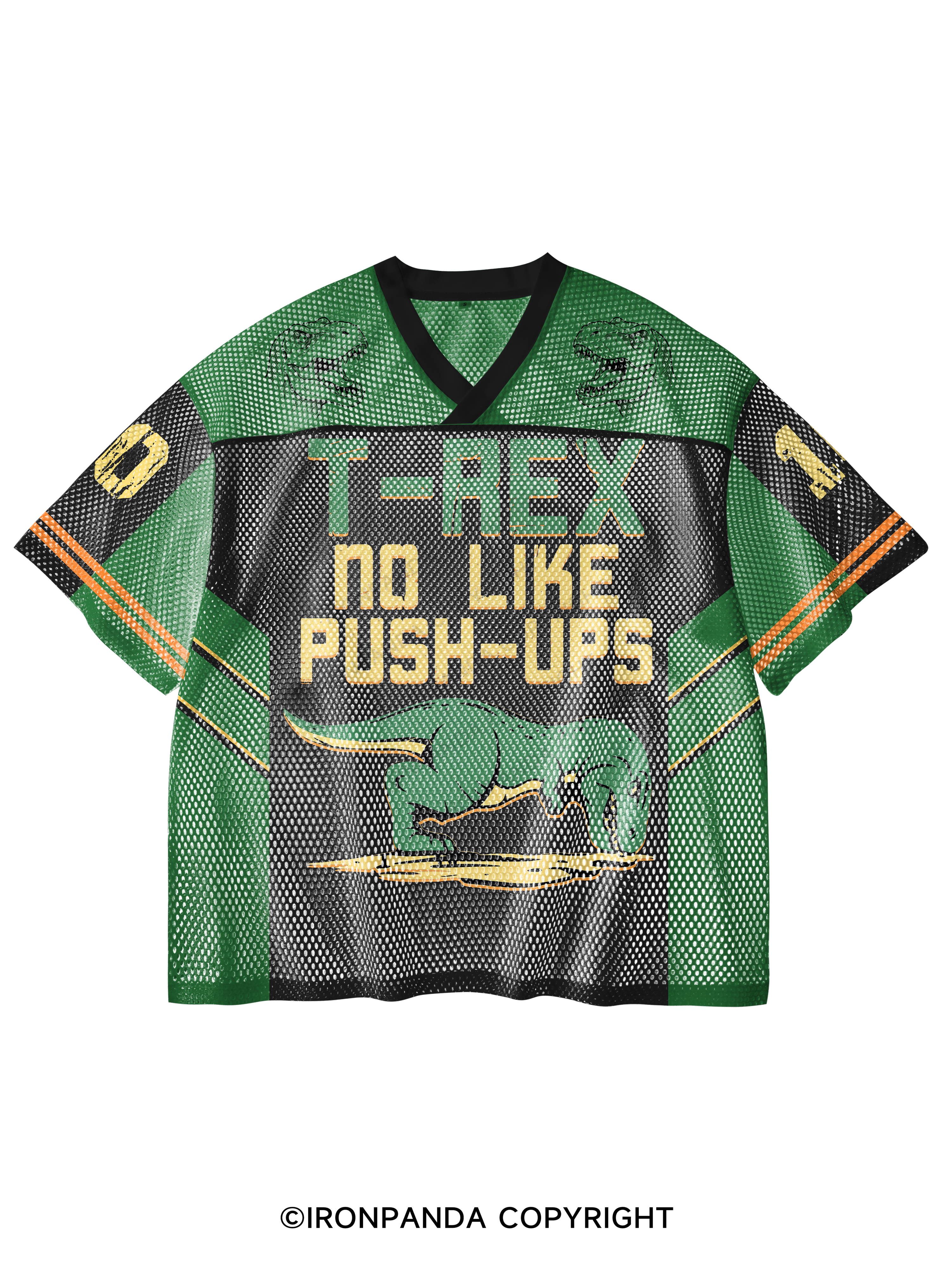 T Rex No Like Pushups Funny Dinosaur V-Neck Open Hole Mesh Top