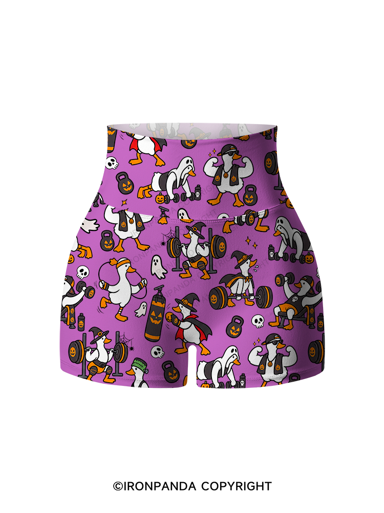 Halloween Fitness Goose Printed Yoga Shorts
