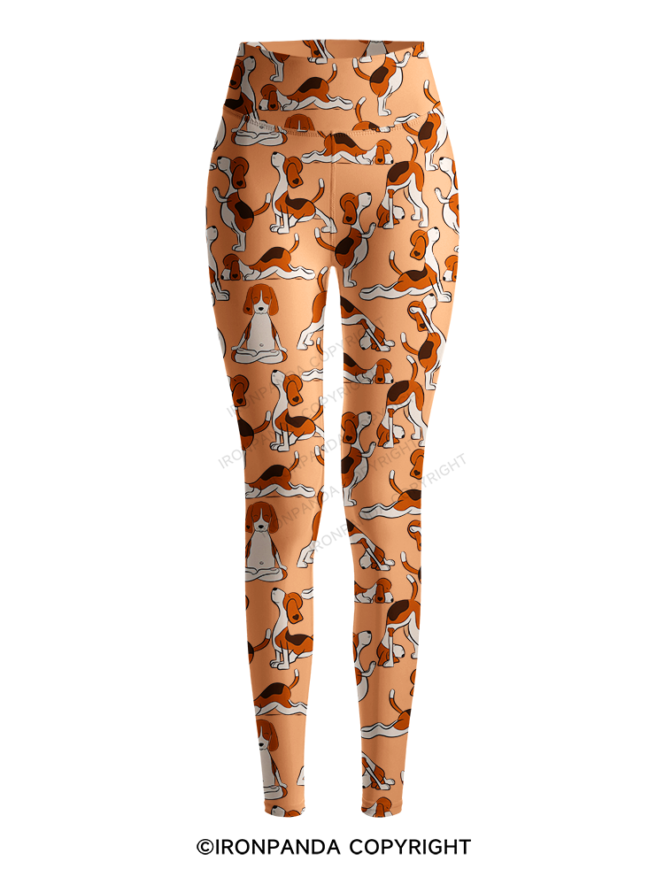 DOGGIE MEDITATION AND STRETCHING Printed Yoga Pants