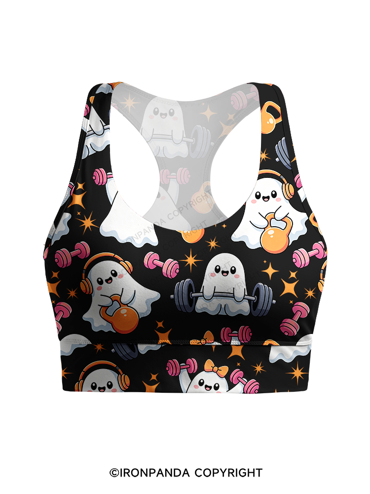 GHOST POWER WORKOUT TIME Racerback Sports Bra