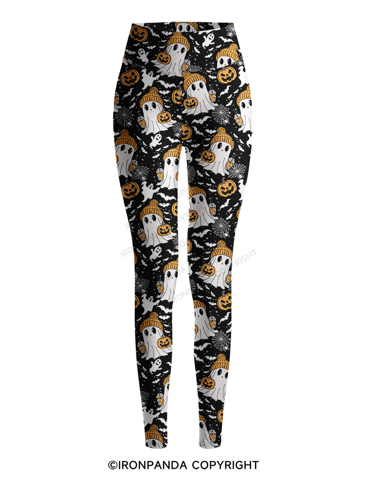 GHOST WITH ICED COFFEE Printed Yoga Pants