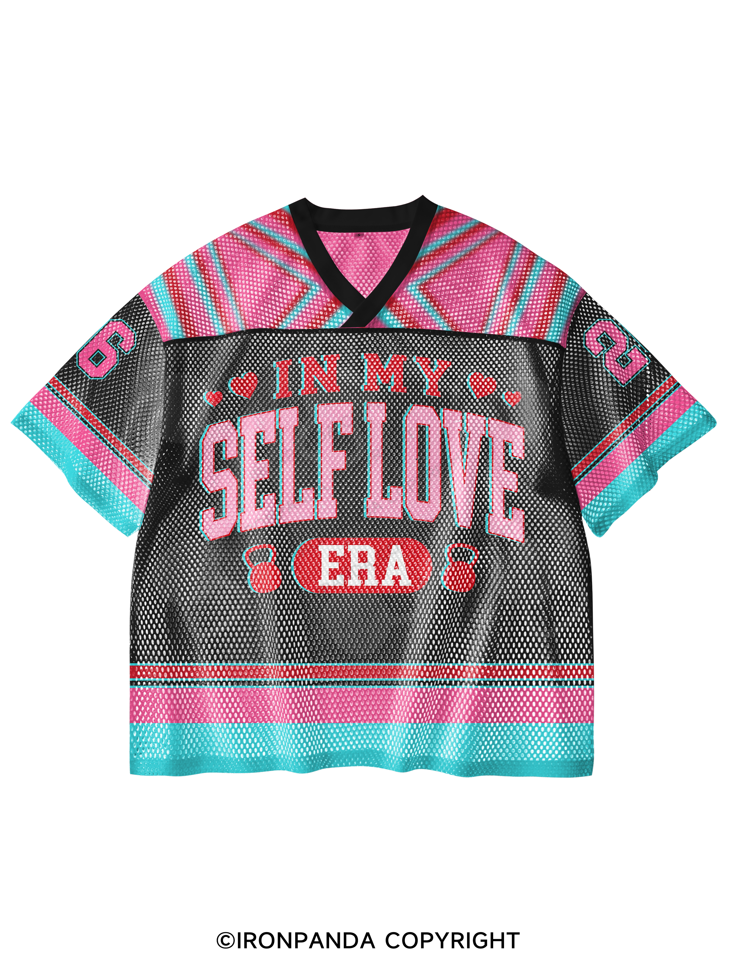 IN MY SELF LOVE ERA V-Neck Open Hole Mesh Top