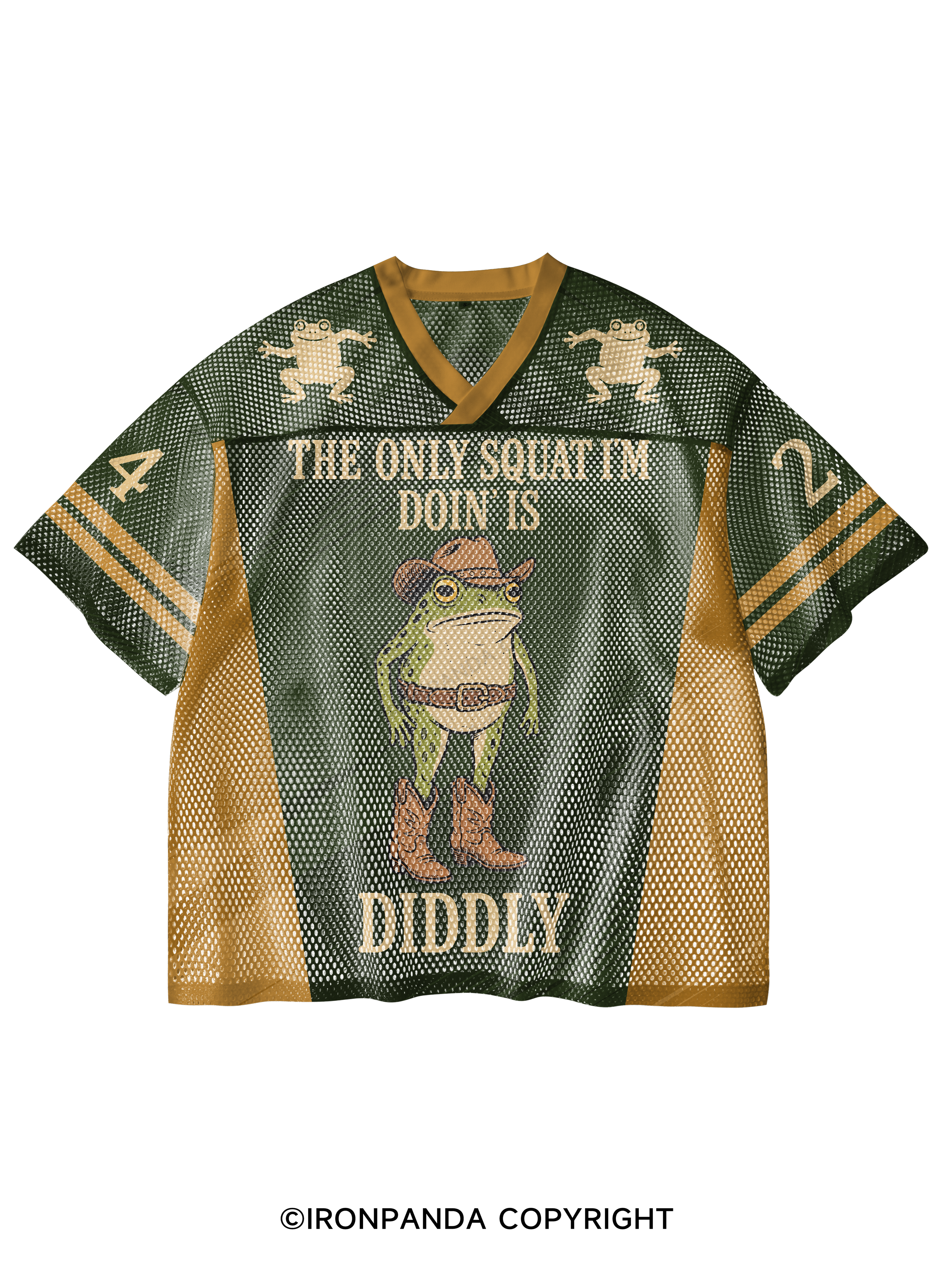 The Only Squat I'm Doin' Is Diddly V-Neck Open Hole Mesh Top