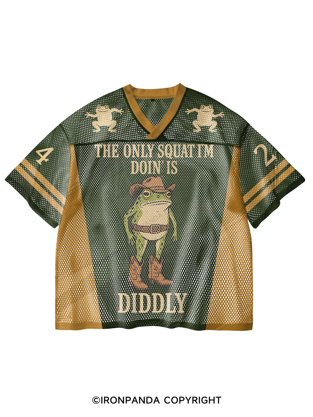 The Only Squat I'm Doin' Is Diddly V-Neck Open Hole Mesh Top