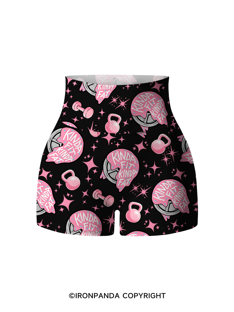 KINDA FIT KINDA FAT DONUT PLATE Printed Yoga Shorts