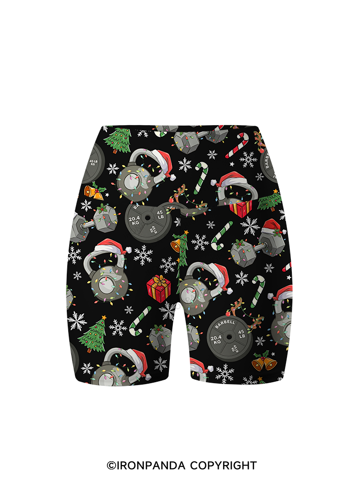 Christmas Fitness Printed Yoga Cycling Shorts