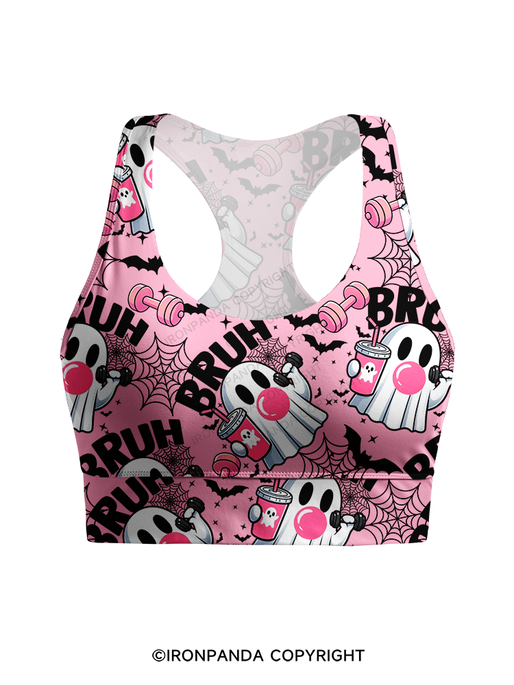Bruh Ghost Workout Racerback Sports Bra