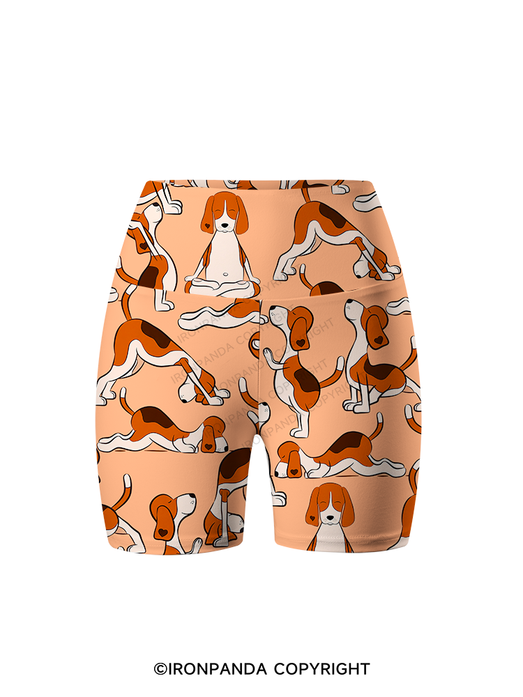 DOGGIE MEDITATION AND STRETCHING Printed Yoga Cycling Shorts