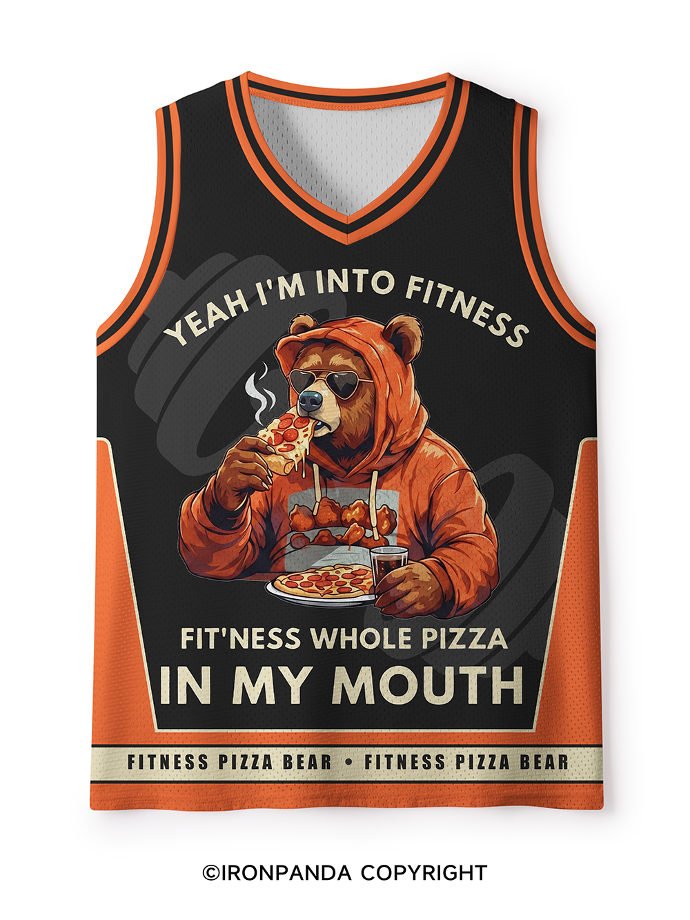 Funny Bear Fitness Pun Pizza Mesh Tank Top