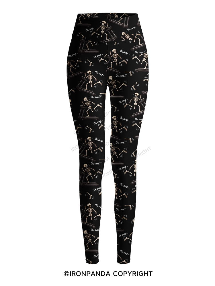 Oh Snap Funny Skeleton Printed Yoga Pants