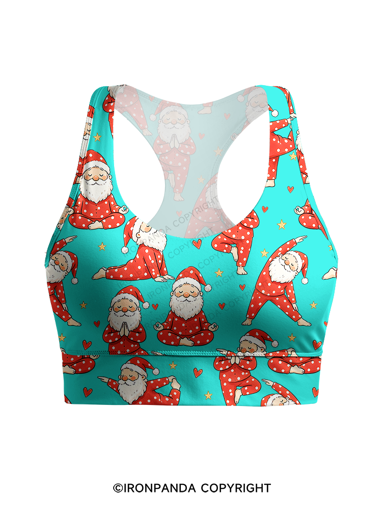 Funny Santa Yoga Racerback Sports Bra