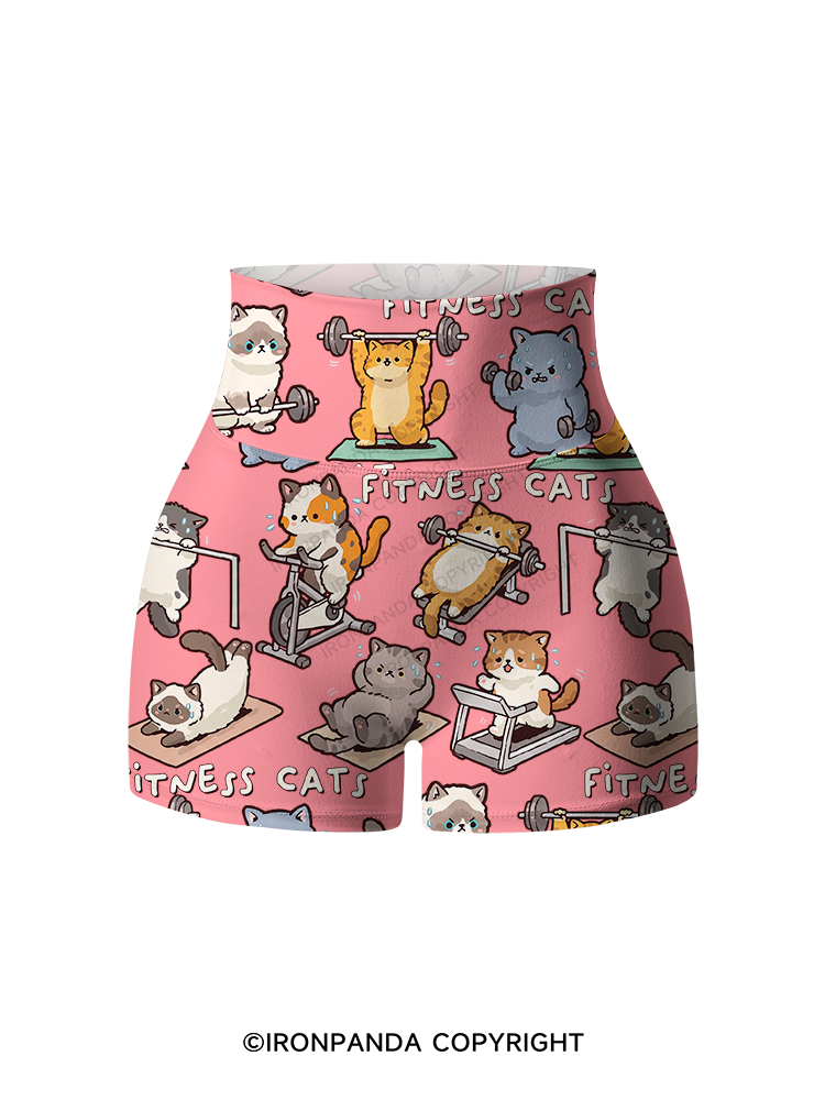 FITNESS Cat Printed Yoga Shorts
