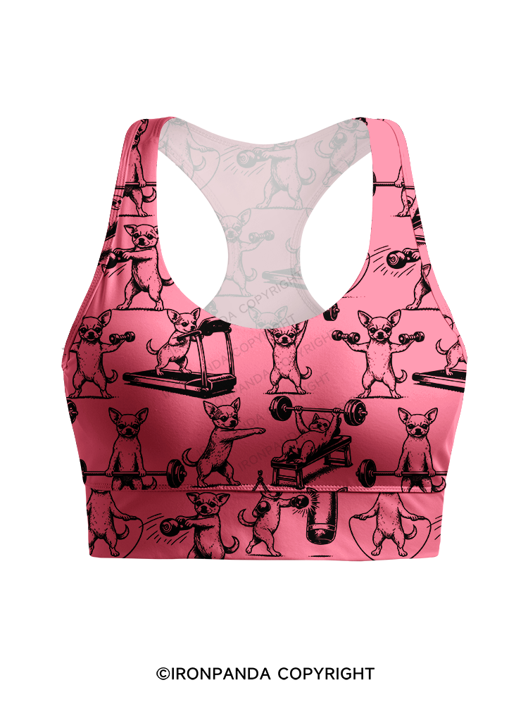 Chihuahua Workout Racerback Sports Bra