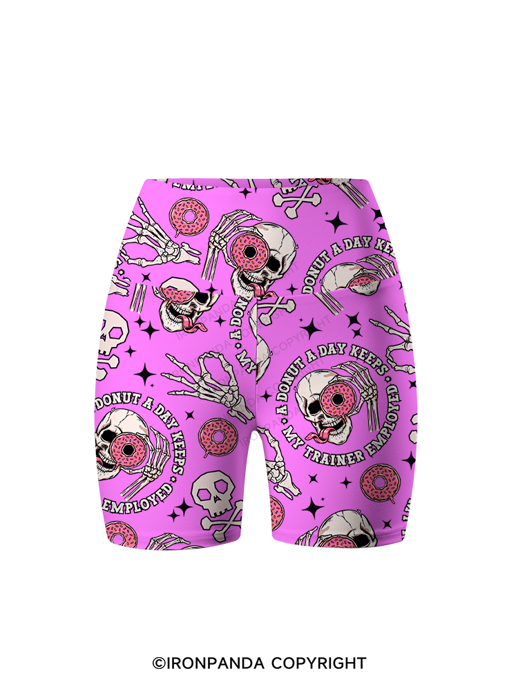 A Donut A Day Keeps My Trainer Employed Printed Yoga Cycling Shorts